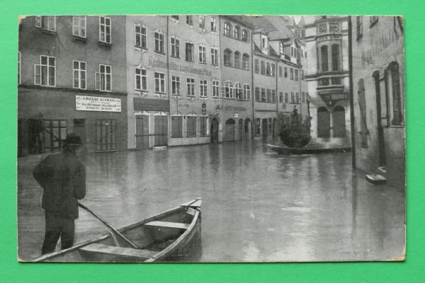AK Nürnberg / 5. Februar 1909 / Neue Gasse / Grübelbrunnen / Geschäfte / Restauration zum Blauen Fluss / Hochwasser Katastrophe